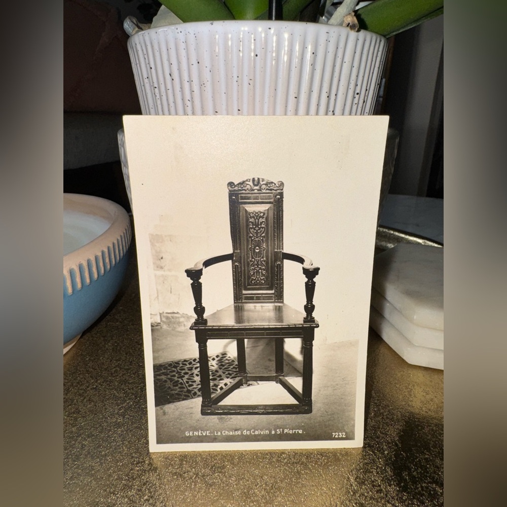 Postcard Geneve, La Chaise De Calvin Chair St-Pierre Cathédral By Jullien Freres